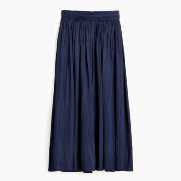 J. Crew Point Sur Crinked Satin Maxi Skirt Navy Blue 4 - Picture 1 of 8